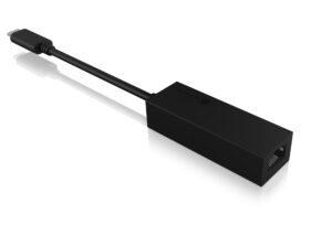 PLACA de RETEA Icy Box USB 3.0 Type-C la Interfata Ethernet Gigabit RJ-45, plastic, negru, „IB-LAN100-C3”