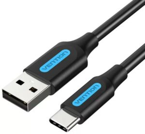 Cablu alimentare si date Vention, USB 2.0 (T) la USB Type-C (T), 1.5m rata transfer 480 Mbps, invelis PVC, negru, „COKBG” (timbru verde 0.18 lei) – 6922794748651