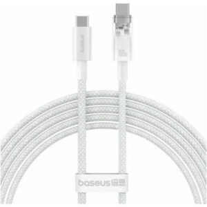 CABLU alimentare si date Baseus, Explorer Smart Temperature Control, Fast Charging Data Cable pt. smartphone, USB Type-C (T) la USB Type-C (T), 100W, braided, 2m, alb, „P10319703221-01”