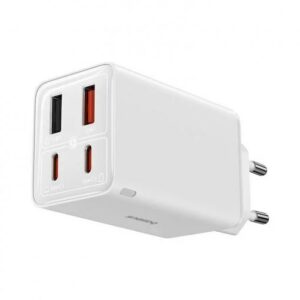 INCARCATOR RETEA Baseus GaN6 Pro, Quick Charge 65W, 2 x USB Type-C Output 5V/3A, 2 x USB (include cablu USB Type-C la USB Type-C de 100W), alb „P10162701213-00” (timbru verde 0.18 lei) – 6932172644437