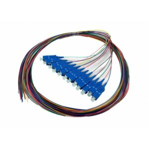 CABLU fibra optica Emtex Set 12 buc pigtail FO SC/PC, MM OM3, 50/125, 0,9mm manta LSZH, 1.5m colorate – EMTEX „SC-MM3-1.5-12COL”