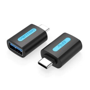 Adaptor USB OTG Vention, USB Type-C (T) la USB 3.2 gen 1 (M), rata transfer 5 Gbps, invelis PVC, negru, „CDUB0” (timbru verde 0.03 lei) – 6922794755246