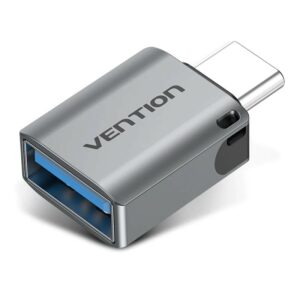Adaptor USB OTG Vention, USB Type-C (T) la USB 3.2 gen 1 (M), rata transfer 5 Gbps, invelis aliaj Al, gri, „CDQH0” (timbru verde 0.03 lei) – 6922794749115