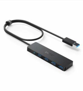 HUB USB Anker 4-in-1, porturi: 4 x USB 3.2 gen 1, conectare prin USB 2.0 (T), rata transfer 5 Gbps, ABS, negru, „A7516016” (timbru verde 0.18 lei) – 0194644157128