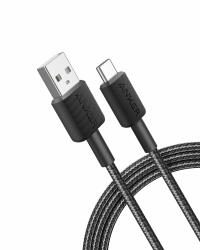 Cablu alimentare si date Anker, USB-A (T) la USB Type-C (T), 1.8m rata transfer 480 Mbps, invelis nylon, braided, negru, „A81H6G11” (timbru verde 0.03 lei) – 0194644108724