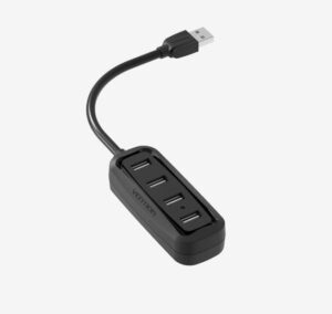 HUB USB Vention, porturi: 4 x USB 2.0, conectare prin USB 2.0 (T), rata transfer 480 Mbps, ABS, negru, „VAS-J43-B100” (timbru verde 0.18 lei) – 6922794720107