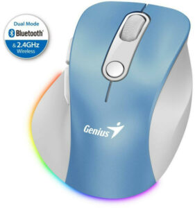 MOUSE Genius, Ergo 9000S, PC sau NB, wireless, BT+2.4GHz, optic, 2400 dpi, butoane/scroll 6/1, , albastru, „31030039401” (timbru verde 0.18 lei)