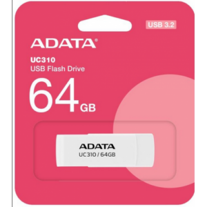 MEMORIE USB 3.2 ADATA 64 GB, protectie slide laterala, carcasa plastic, alb, „UC310-64G-RWH” (timbru verde 0.03 lei)