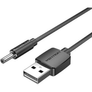 CABLU alimentare Vention, USB (T) la DC (T) 3.5mm, 0.5m, 5V, 2A, negru, „CEXBD” (timbru verde 0.08 lei)