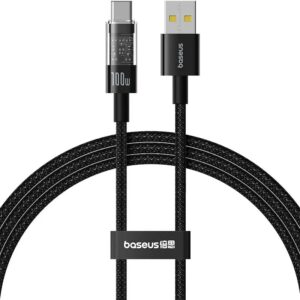 CABLU alimentare si date Baseus Gem, Fast Charging Data Cable pt. smartphone, USB la USB Type-C 100W, 2m, negru „P10373002111-01” (timbru verde 0.08 lei)