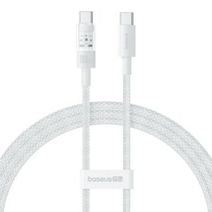 CABLU alimentare si date Baseus Gem, Fast Charging Data Cable pt. smartphone, USB Type-C la USB Type-C 100W, 1m, alb P10373000211-00 (timbru verde 0.08 lei)