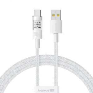 CABLU alimentare si date Baseus Gem, Fast Charging Data Cable pt. smartphone, USB la USB Type-C 100W, 1m, alb „P10373002211-00” (timbru verde 0.08 lei)