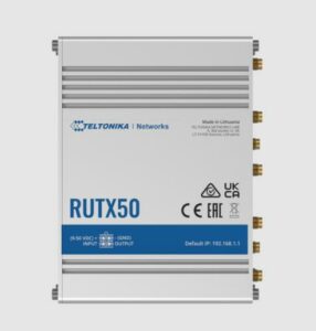 ROUTER LTE Teltonika „RUTX50”, 1 x WAN port 10/100/1000 Mbps, 4 x LAN port 10/100/1000 Mbps, Wi-Fi 802.11b/g/n/ac, 5G Sub-6Ghz 2.1/3.3 Gbps, 4G LTE Cat 20 pana la 2Gbps, 3G 42 Mbps „RUTX50000000” (timbru verde 0.8 lei)