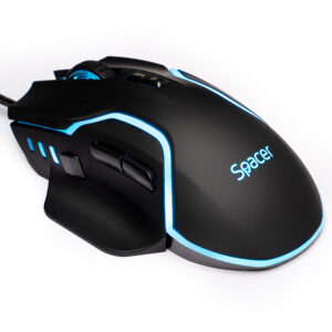 MOUSE Spacer - gaming, gaming, cu fir, USB, optic, 12.000 dpi, butoane/scroll 8/1, iluminare RGB, negru, SPGM-ALIEN-RACE (include TV 0.18lei)